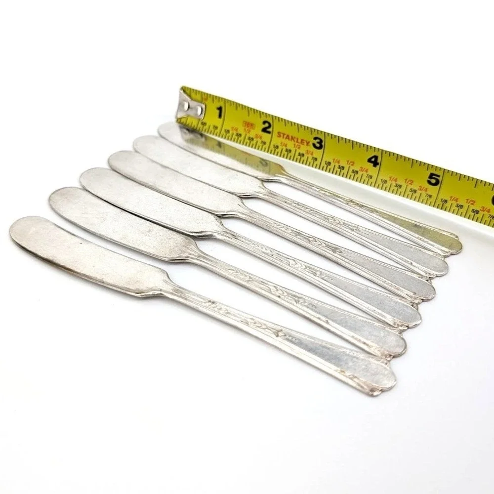Valencia Silver Plate Butter Spreaders Set of 6 Vintage Scrolled Pattern 5.25in - Picture 5 of 5